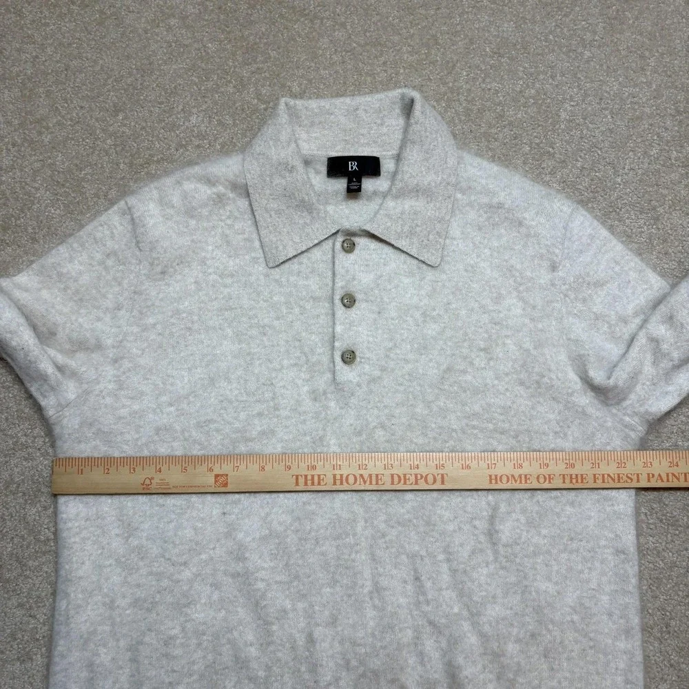Banana Republic Brushed Cashmere Polo Sweater Mens Large Beige Cozy Preppy Soft